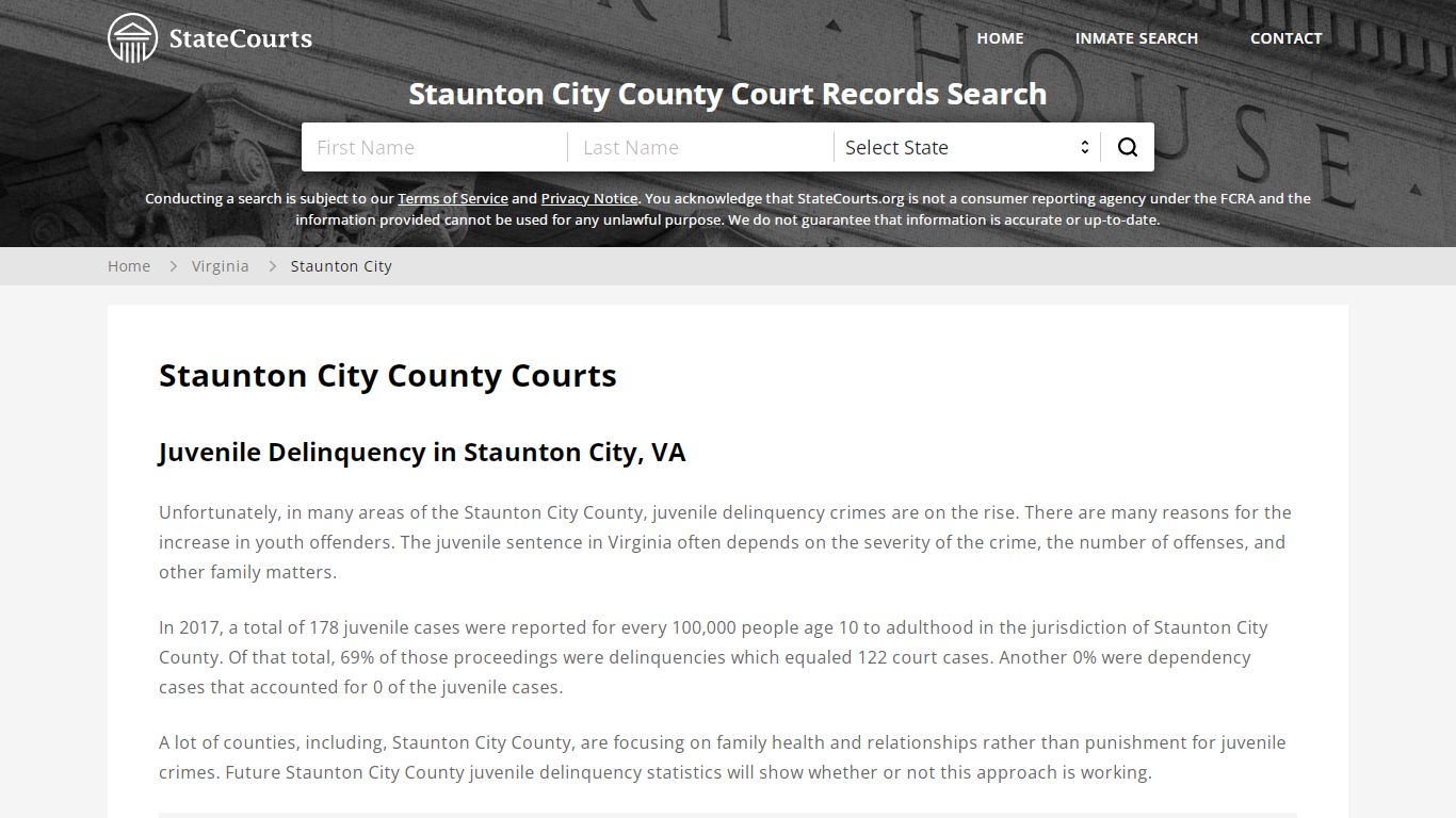 Staunton City County, VA Courts - Records & Cases - StateCourts